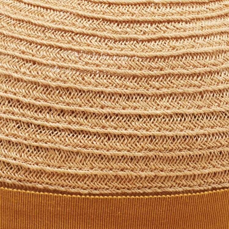 Pre Owned Hermès Beige Hemp Summer Hat Size 56