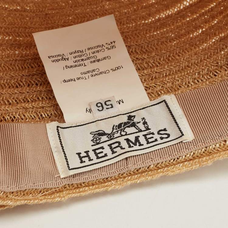 Pre Owned Hermès Beige Hemp Summer Hat Size 56