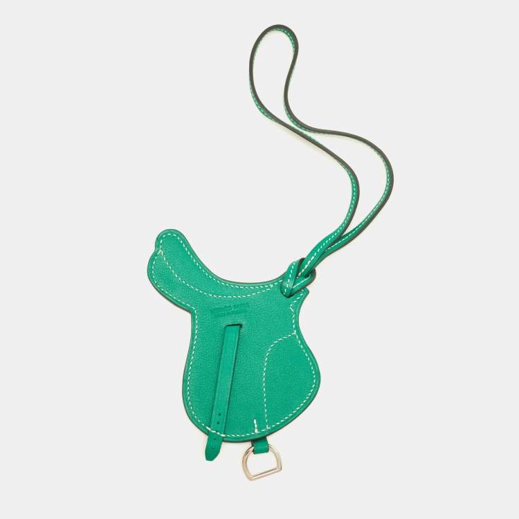 Pre Owned Hermes Vert Vertigo Swift Leather Paddock Selle Charm Bag