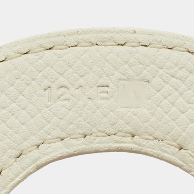 Pre Owned Hermes Brown Horn and White Leather Collar Necklace 