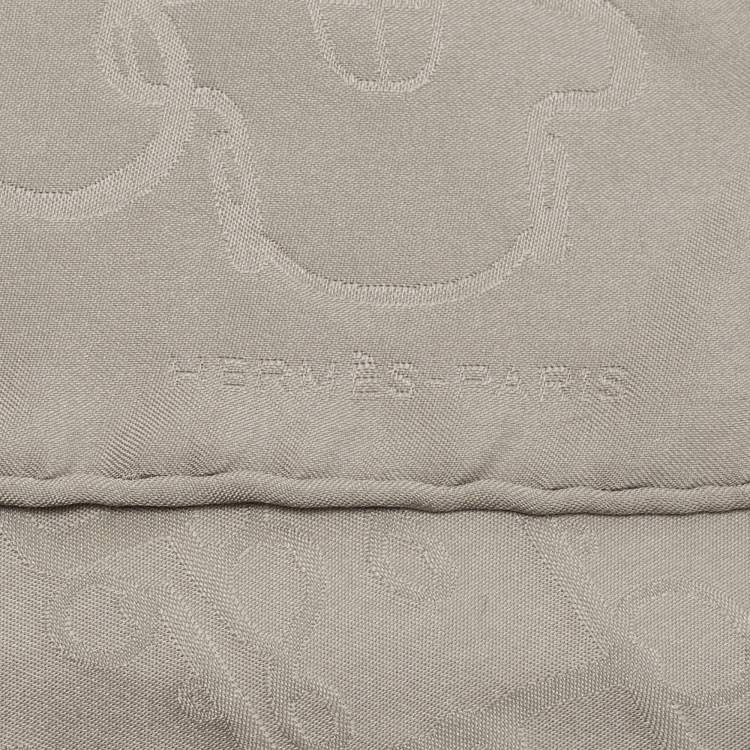 Pre Owned Hermes Grey Jacquard Silk Square Scarf