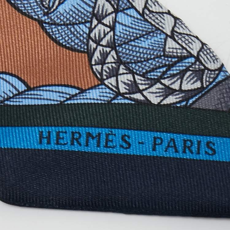 Pre Owned Hermes Marine Canard Cavalleria d'Etriers Silk Twilly