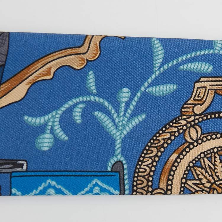 Pre Owned Hermes Marine Canard Cavalleria d'Etriers Silk Twilly