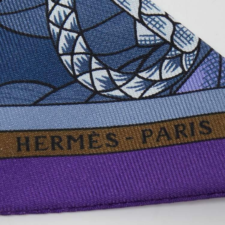 Pre Owned Hermes Violet/Bleu Cavalleria d'Etriers Silk Twilly