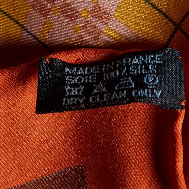 Pre Owned Hermès Orange H en Voyage Printed Silk Scarf