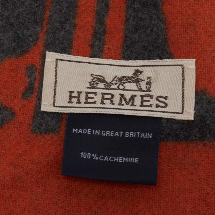Pre Owned Hermes Orange & Grey Brides de Gala Cashmere Shawl