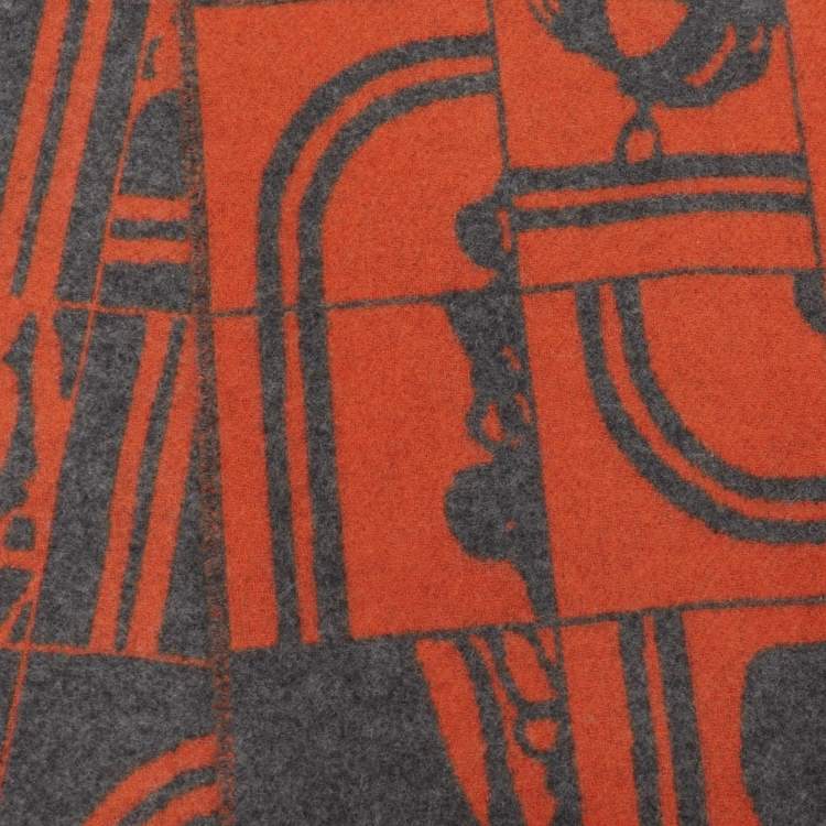 Pre Owned Hermes Orange & Grey Brides de Gala Cashmere Shawl