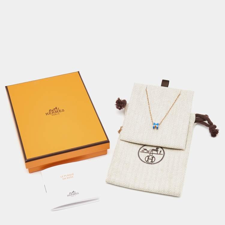 Pre Owned Hermes Pop H Enamel Gold Plated Necklace