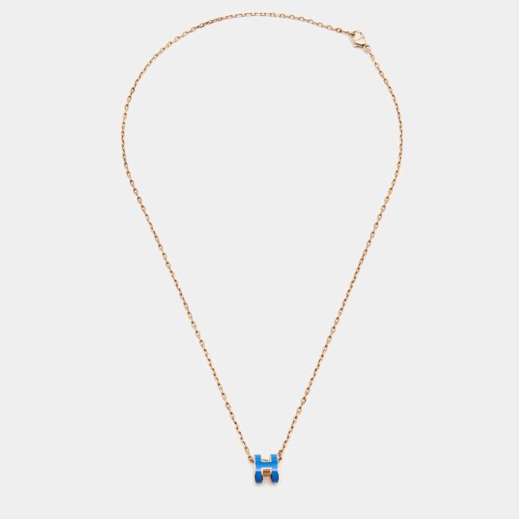 Hermès Pop H Pink Enamel Gold Plated Pendant Necklace Hermes | TLC