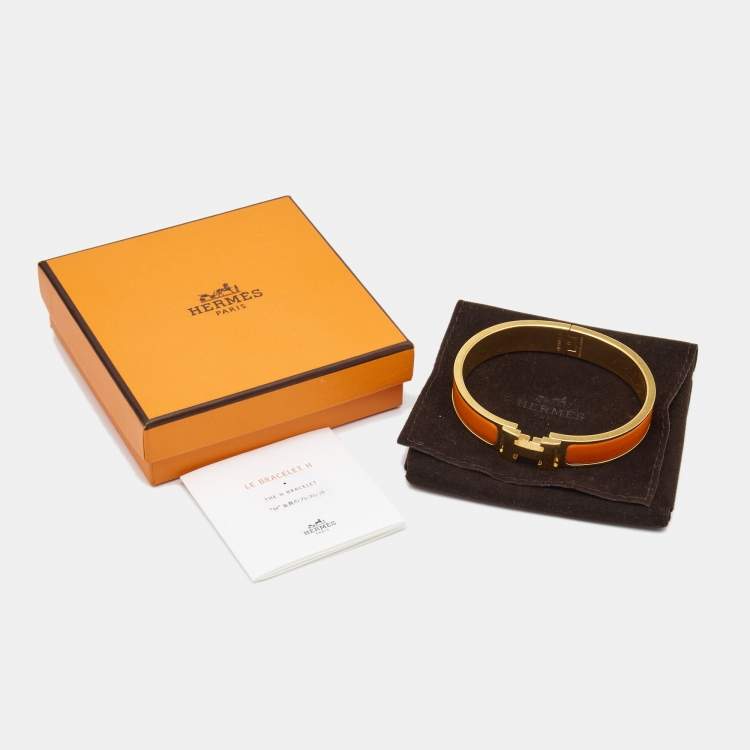Pre Owned Hermes Clic H Enamel Gold Plated Bracelet