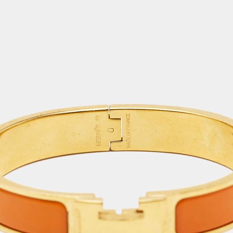 Pre Owned Hermes Clic H Enamel Gold Plated Bracelet