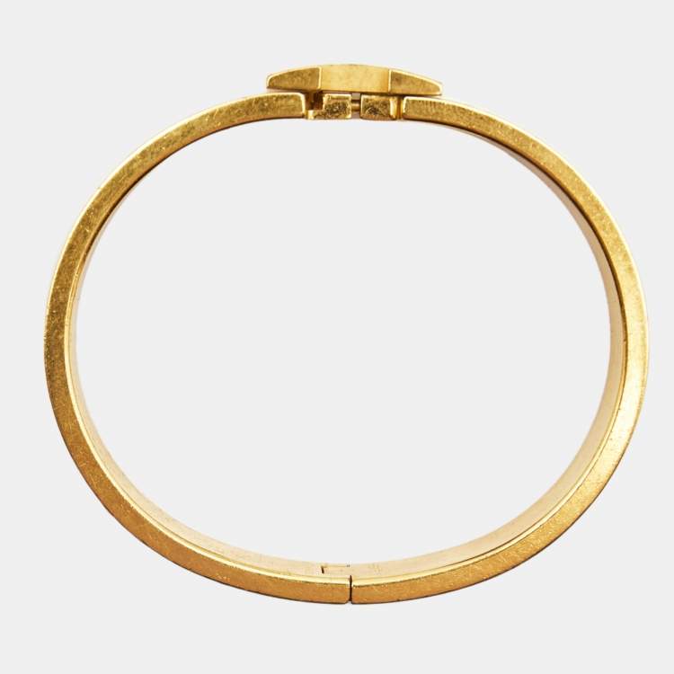 Pre Owned Hermes Clic H Enamel Gold Plated Bracelet