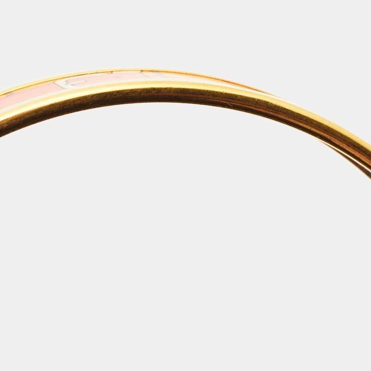 Pre Owned Hermès Caleche Enamel Gold Plated Narrow Bracelet