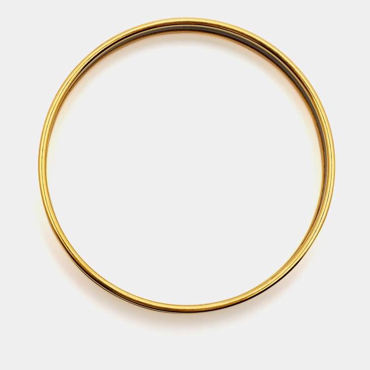 Pre Owned Hermès Caleche Enamel Gold Plated Narrow Bracelet