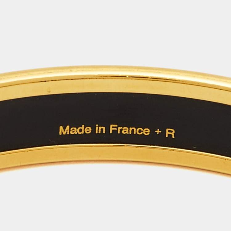 Pre Owned Hermès Caleche Enamel Gold Plated Narrow Bracelet