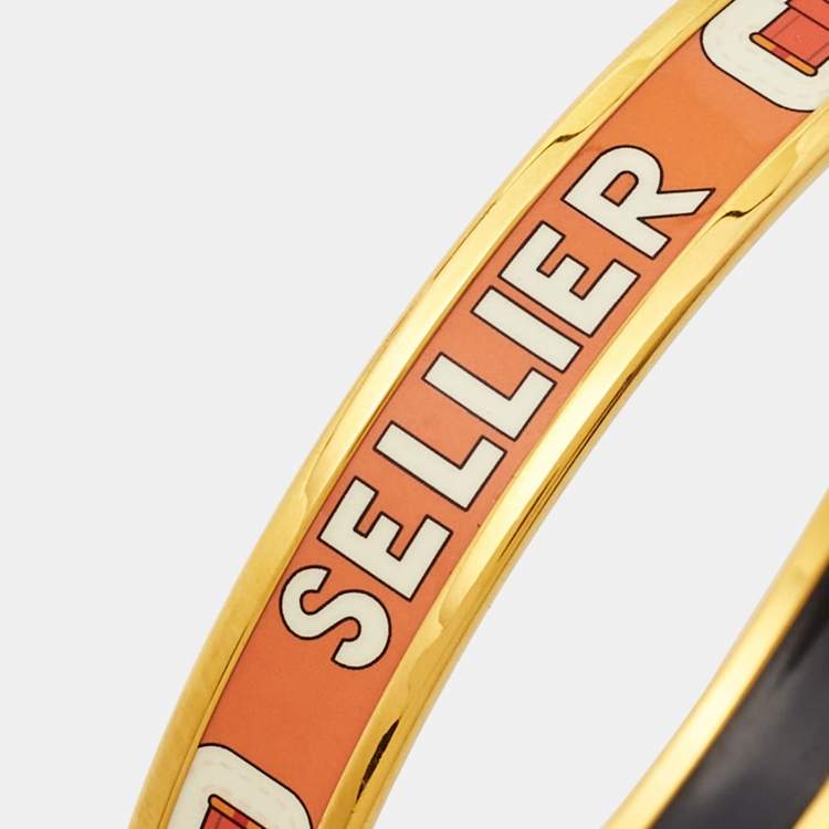 Pre Owned Hermès Caleche Enamel Gold Plated Narrow Bracelet