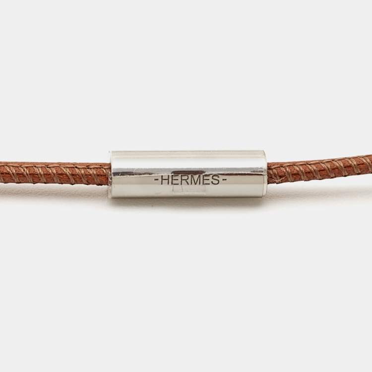 Pre Owned Hermès Loop Pendant Leather Two Tone Necklace