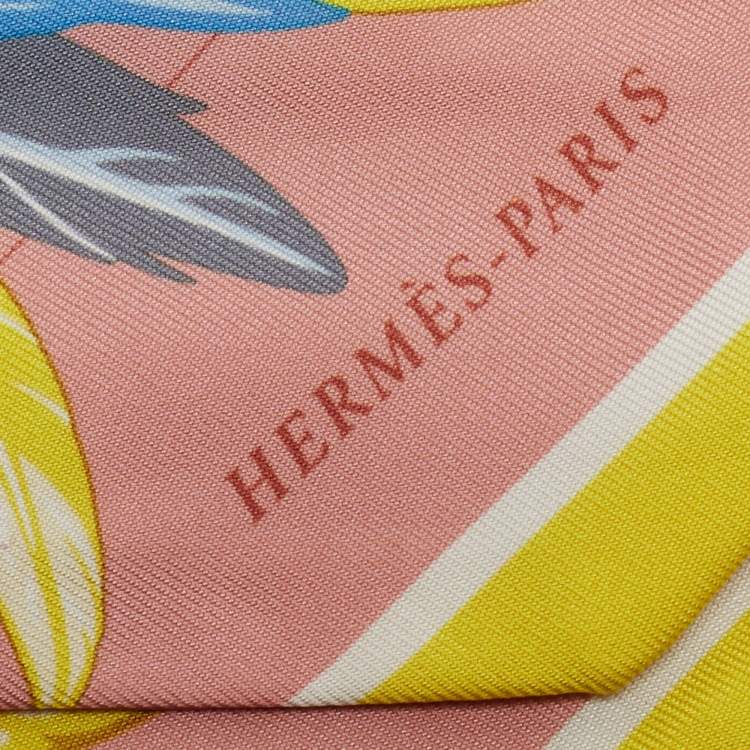 Pre Owned Hermes Pink/Yellow Danse Pacifique Silk Twilly