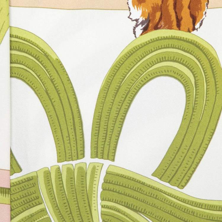 Pre Owned Hermes Pink/Green Tigre Royal Double Face Silk Shawl