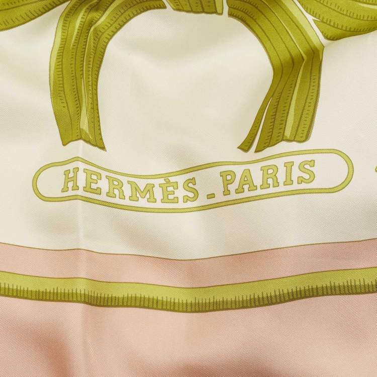 Pre Owned Hermes Pink/Green Tigre Royal Double Face Silk Shawl