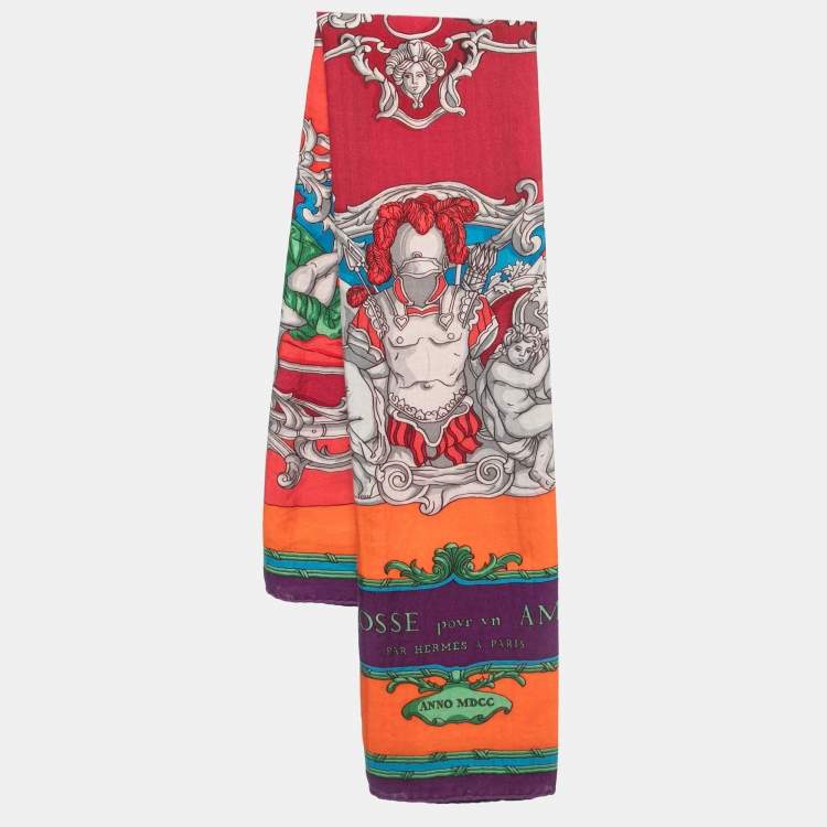 مملوكة مسبقًا Hermes Orange Grand Carrosse Pour Un Ambassadeur Cashmere & Silk Shawl