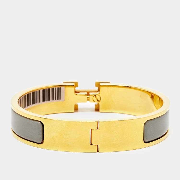 Pre Owned Hermès Clic H Enamel Gold Plated Bracelet