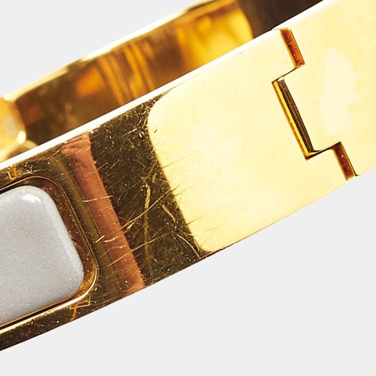 Pre Owned Hermès Clic H Enamel Gold Plated Bracelet