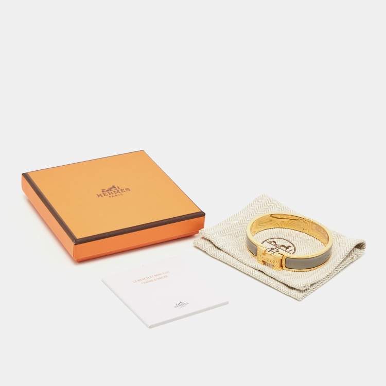 Pre Owned Hermès Clic H Enamel Gold Plated Bracelet