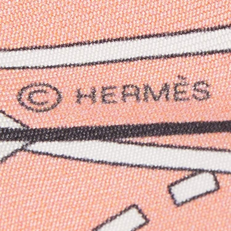 Pre Owned Hermes Coral Pink Printed Silk Twilly 
