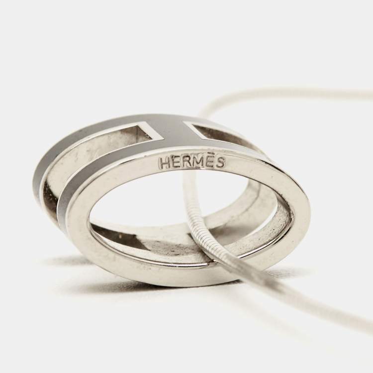 Pre Owned Hermès Pop H Enamel Sterling Silver Palladium Plated Necklace