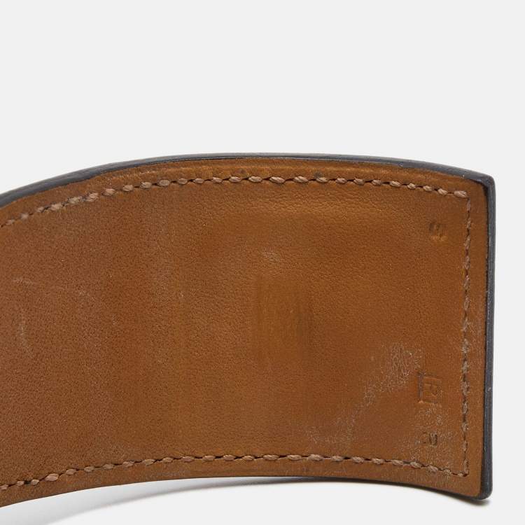 Pre Owned Hermes Collier De Chien Leather Palladium Plated Bracelet