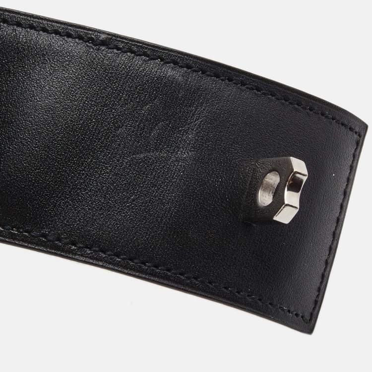 Pre Owned Hermes Collier De Chien Leather Palladium Plated Bracelet