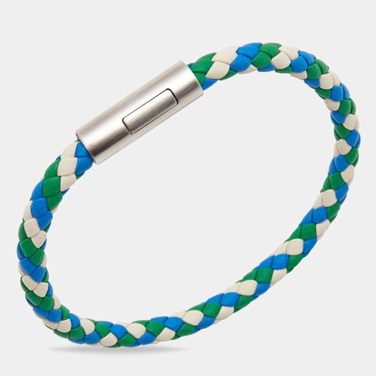 Pre Owned Hermes Goliath Leather SIlver Tone Bracelet