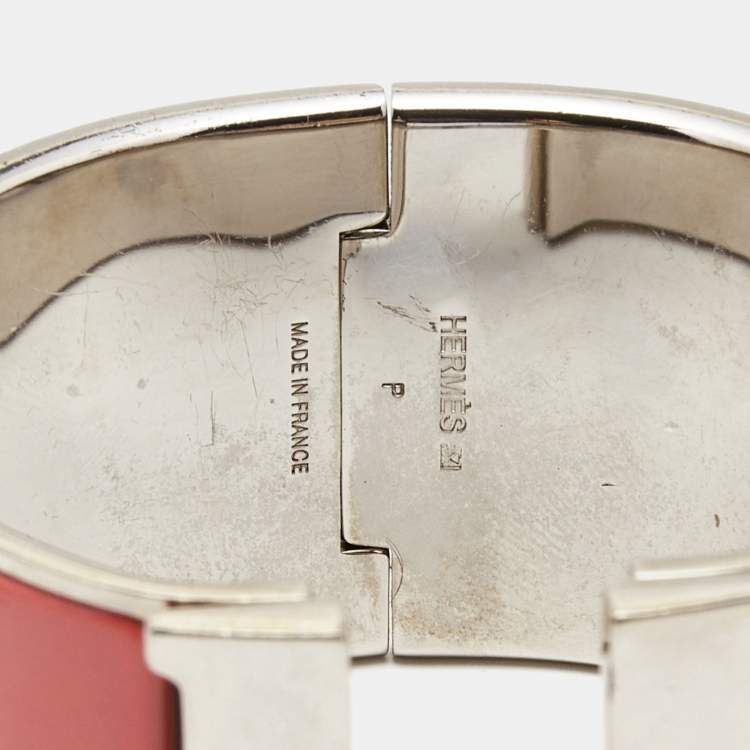 Pre Owned Hermes Clic Clac H Enamel Palladium Extra Wide Bracelet