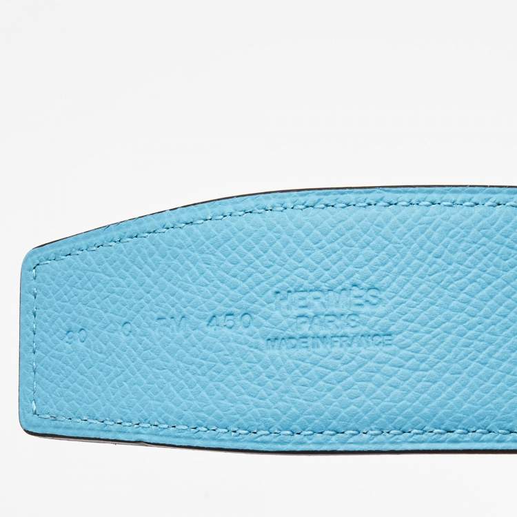 Pre Owned Hermes Rouge du Coeur/Bleu de Nord Epsom Leather Constance Reversible Belt 90CM