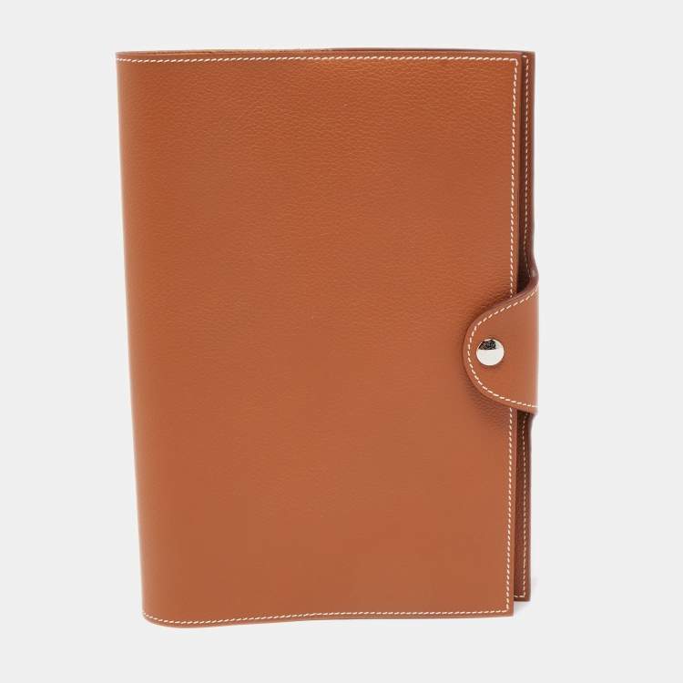 Pre Owned Hermès Gold Evercolor Leather Ulysse MM Notebook Cover