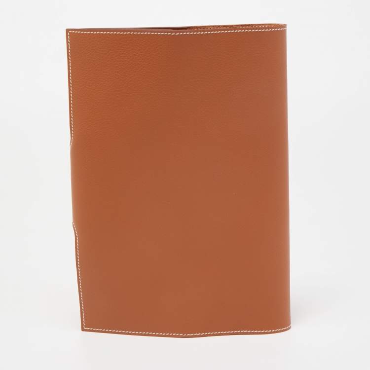 Pre Owned Hermès Gold Evercolor Leather Ulysse MM Notebook Cover