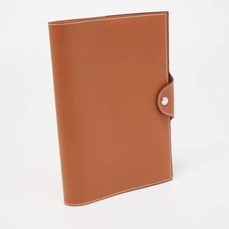 Pre Owned Hermès Gold Evercolor Leather Ulysse MM Notebook Cover