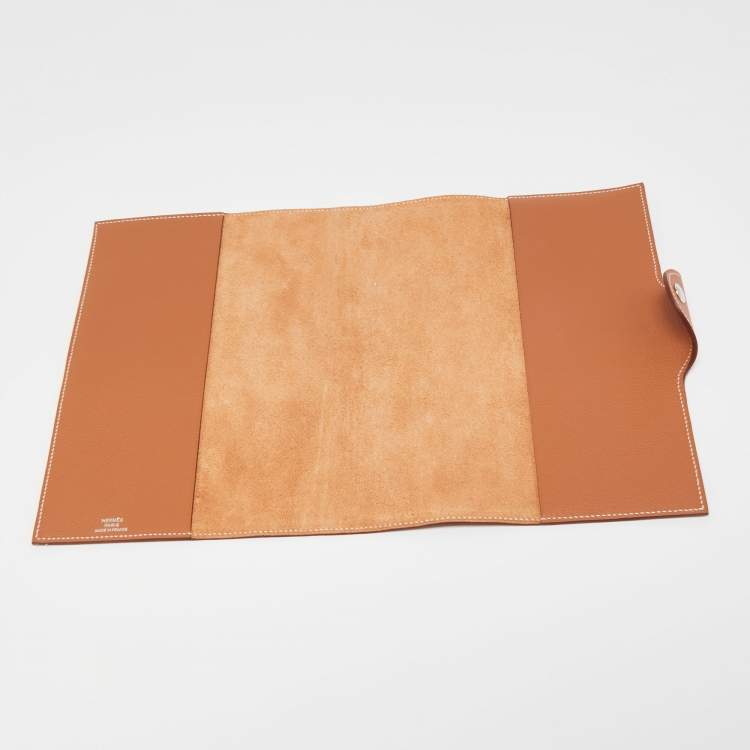 Pre Owned Hermès Gold Evercolor Leather Ulysse MM Notebook Cover