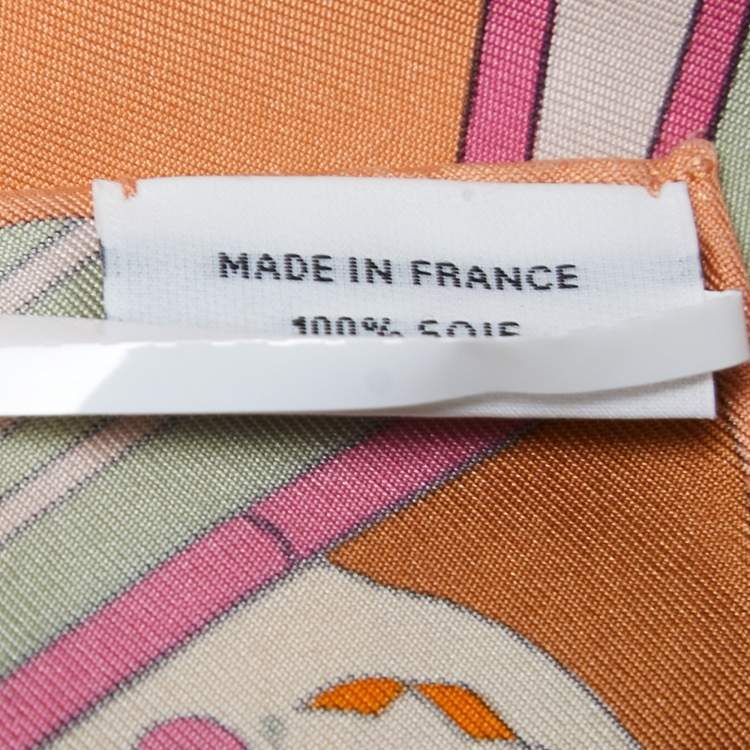 Pre Owned Hermès Light Orange Concours d'Etriers Washed Effect Silk Square Scarf