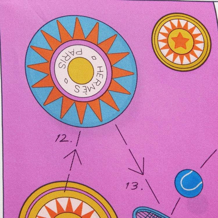 Pre Owned Hermès White Tea for Two Printed Silk Square Scarf