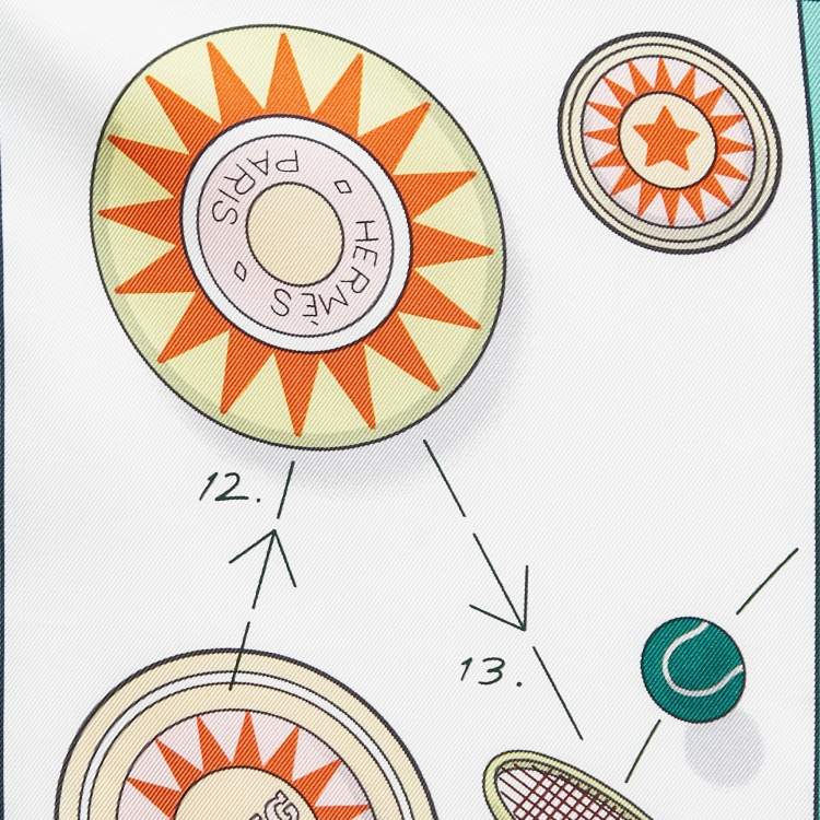 Pre Owned Hermès Green Tea for Two Printed Silk Square Scarf