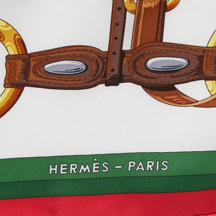 Pre Owned Hermès Multicolor Coaching Printed Silk Square Scarf