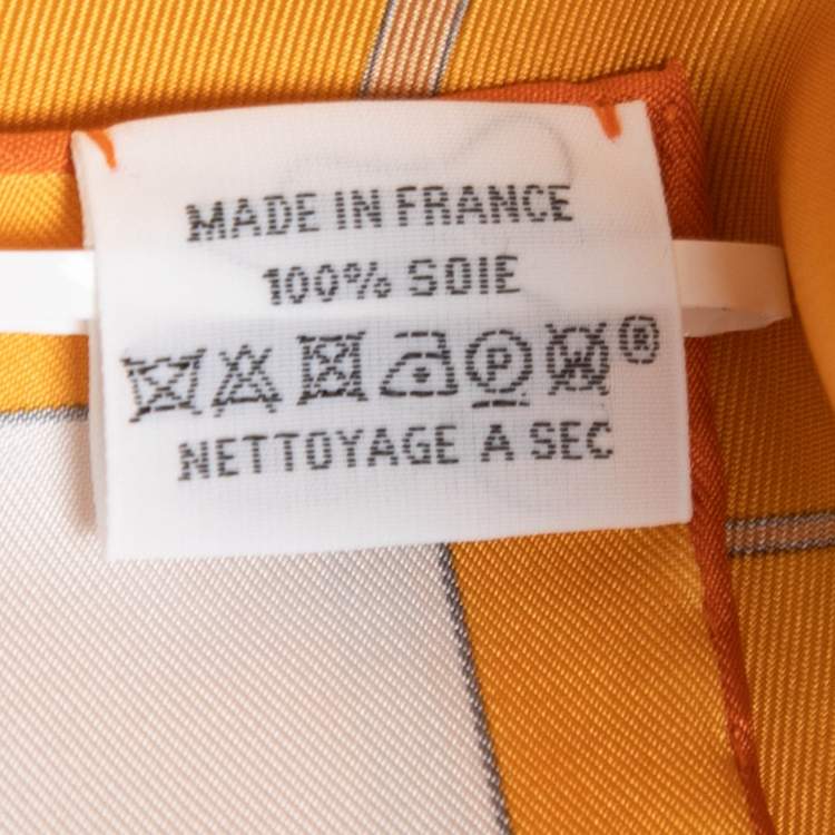 Pre Owned Hermès Orange Tea for Two Printed Silk Square Scarf