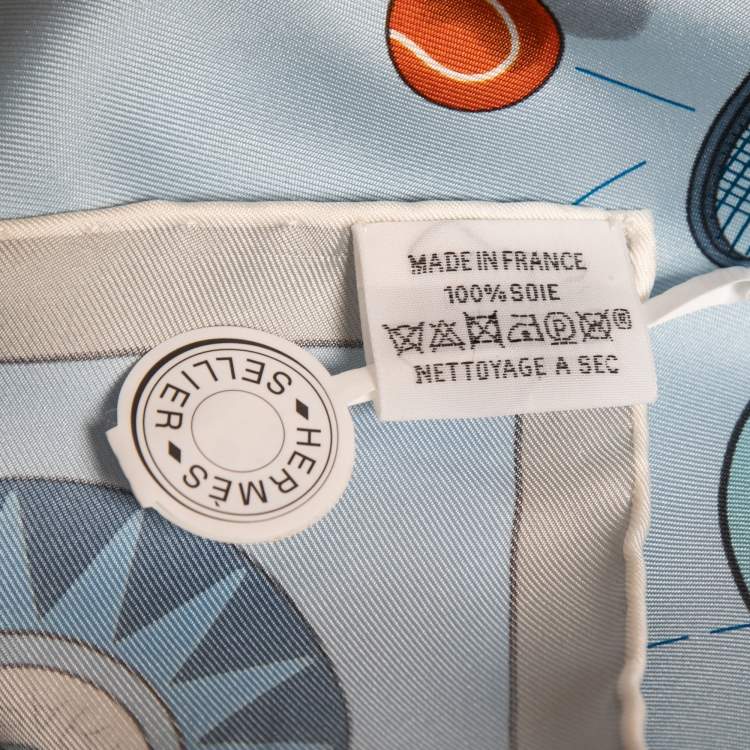 Pre Owned Hermès Grey Tea for Two Printed Silk Square Scarf