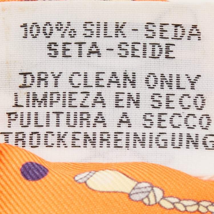 Pre Owned Hermès Orange Les Cles a Pois Printed Silk Twilly