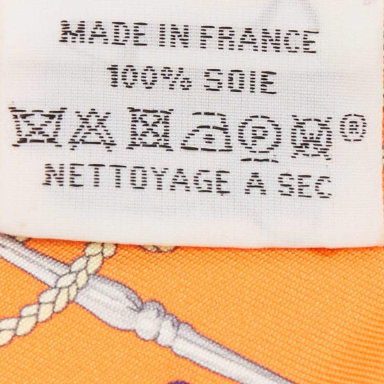 Pre Owned Hermès Orange Les Cles a Pois Printed Silk Twilly