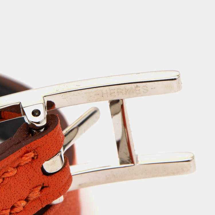 Pre Owned Hermès  Behapi Leather Palladium Plated Bracelet