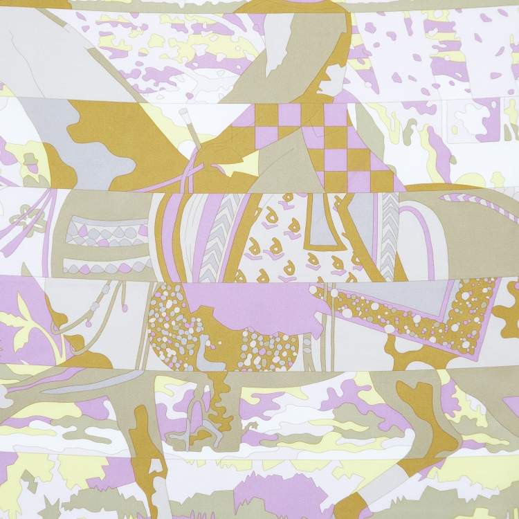 Pre Owned Hermès Multicolor Les Dix Cavaliers Printed Silk Square Scarf