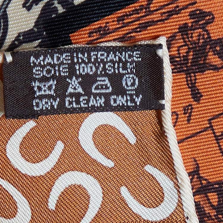 Pre Owned Hermès Yellow A Cheval Sur Mon Carre Printed Silk Square Scarf